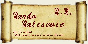 Marko Malešević vizit kartica
